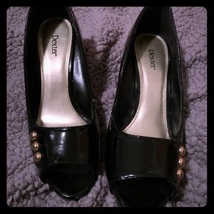Dexter Black Peep Toe Heels
